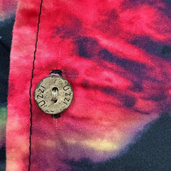 Uzzi Shirt Mens L Red Black Abstract‎ Hawaiian Tie-Dye Button Up Short Sleeves - Picture 6 of 8